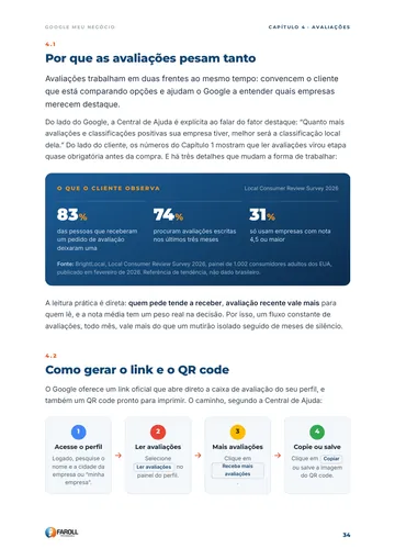 Página 34: por que as avaliações pesam tanto e como gerar o link